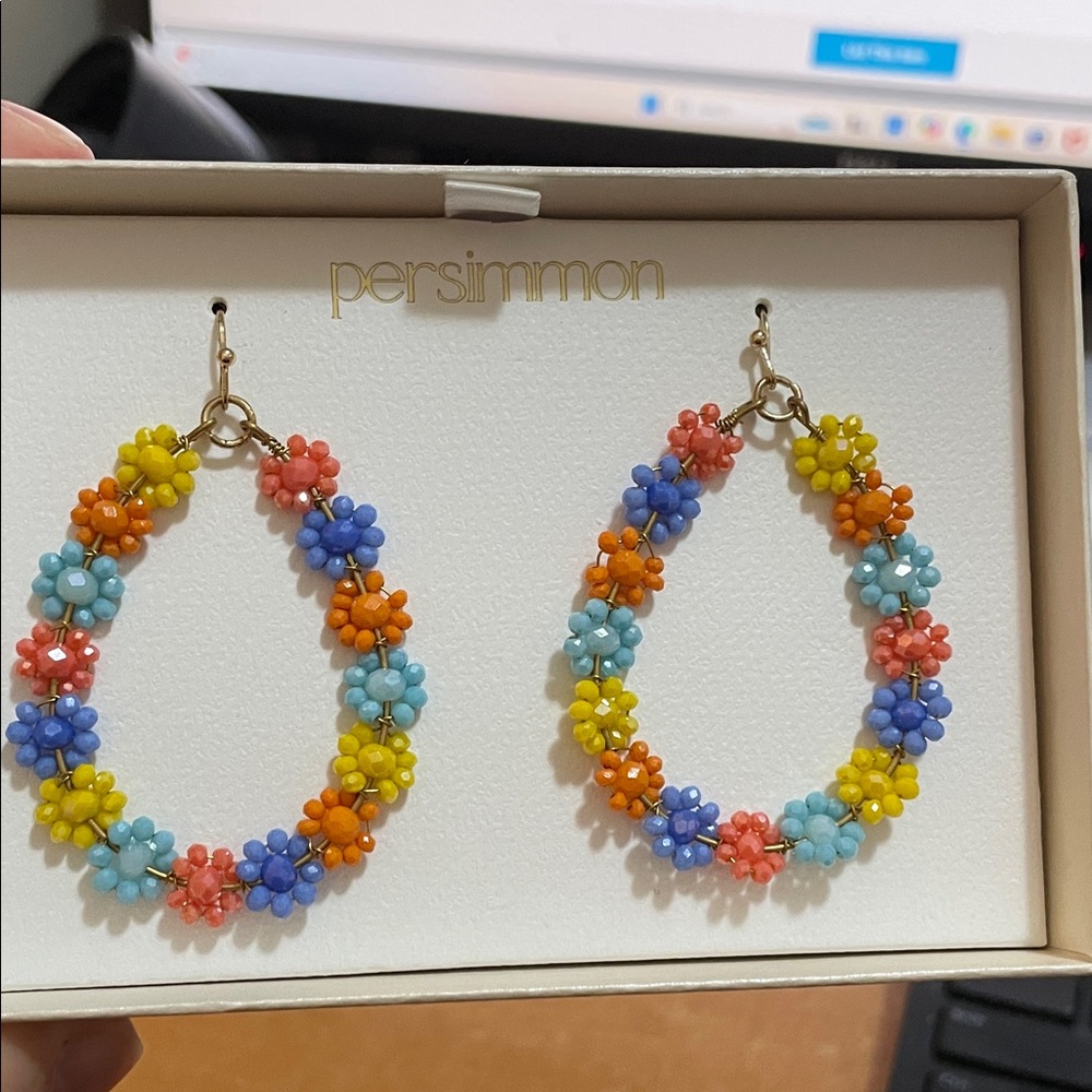 Persimmon Multicolor Floral Hoop Earrings